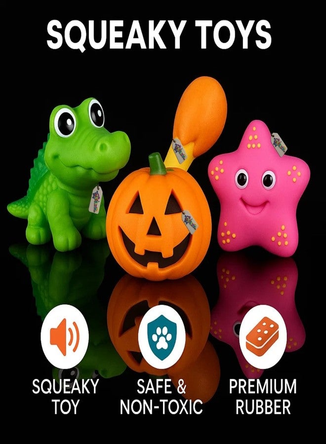 Western Era Dog Squeaky Toy Combo | Crocodile, Pumpkin, Chicken Leg & Starfish | Chewable Rubber Toys for Aggressive Chewers | Textured & Fun Shapes | Squeaky Play Toys | Indoor & Outdoor Play - Image 4